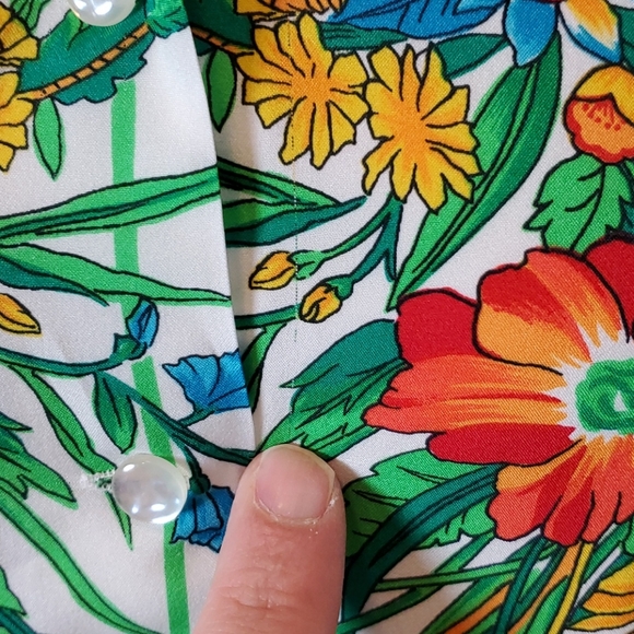 Vtg Floral print blouse, S, AS IS - Picture 5 of 8